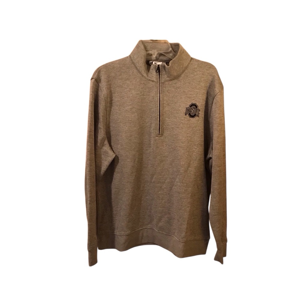 Nike Ohio State Buckeyes Grey Long Sleeve Quarter Zip Shirt Size Large